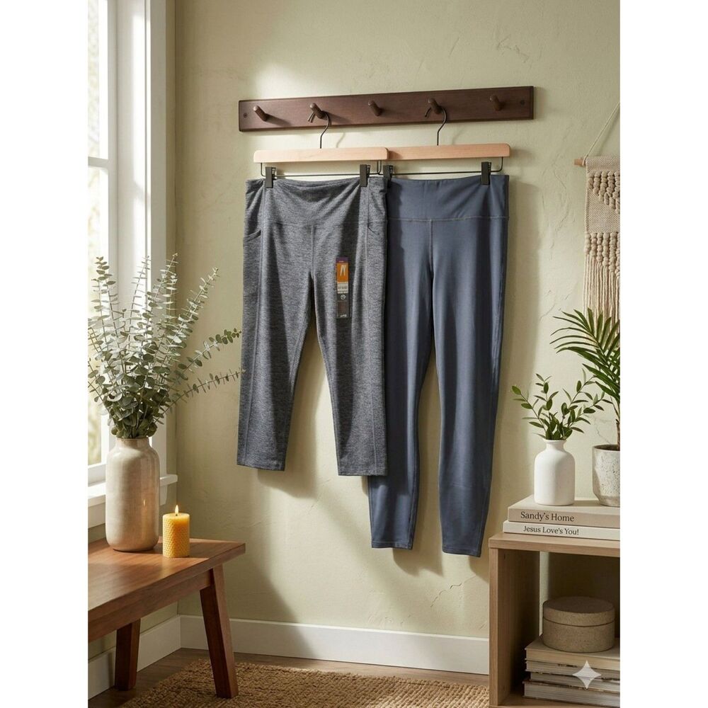 Athleta & Avia Leggings Womens XL Gray Black Activewear Yoga Capri
